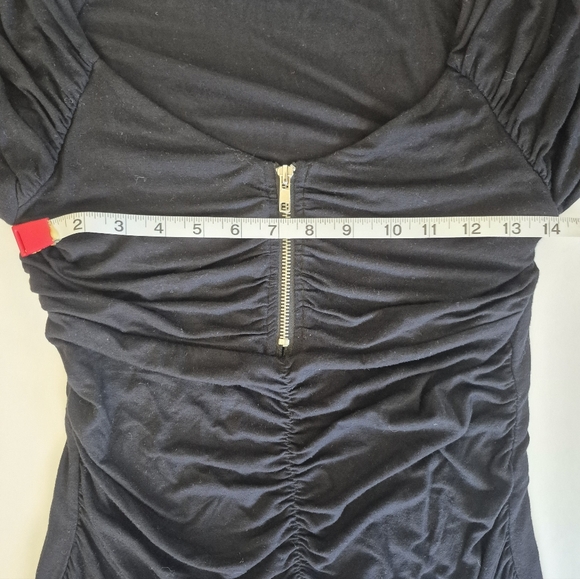 Boston Proper Top Black Ruched On / Off Shoulder Long Sleeve Size S - Picture 5 of 7
